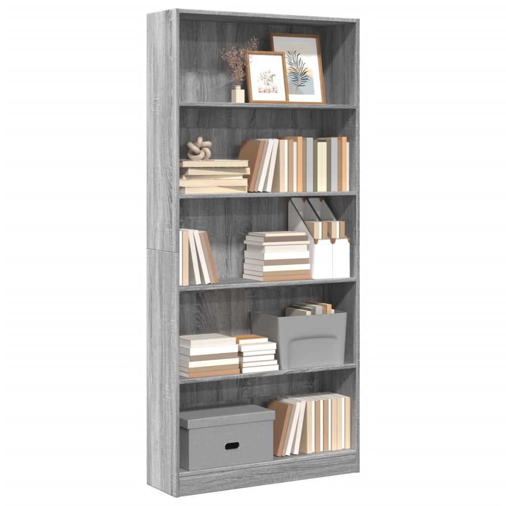 Libreria Grigio Sonoma 80x24x176 cm in Legno Multistrato | homemem39