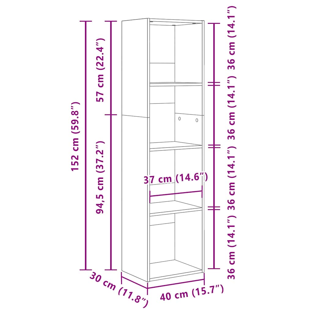 Libreria Rovere Sonoma 40x30x152 cm in Legno Multistrato | homemem39