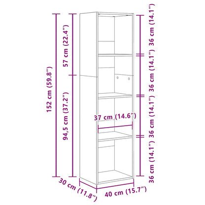 Libreria Grigio Cemento 40x30x152 cm in Legno Multistrato | homemem39