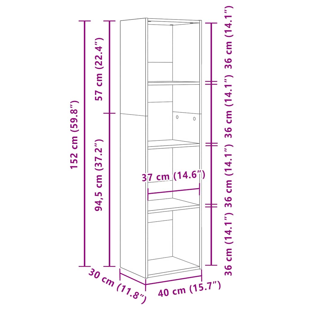 Libreria Grigio Sonoma 40x30x152 cm in Legno Multistrato | homemem39