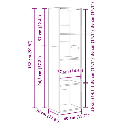 Libreria Grigio Sonoma 40x30x152 cm in Legno Multistrato | homemem39