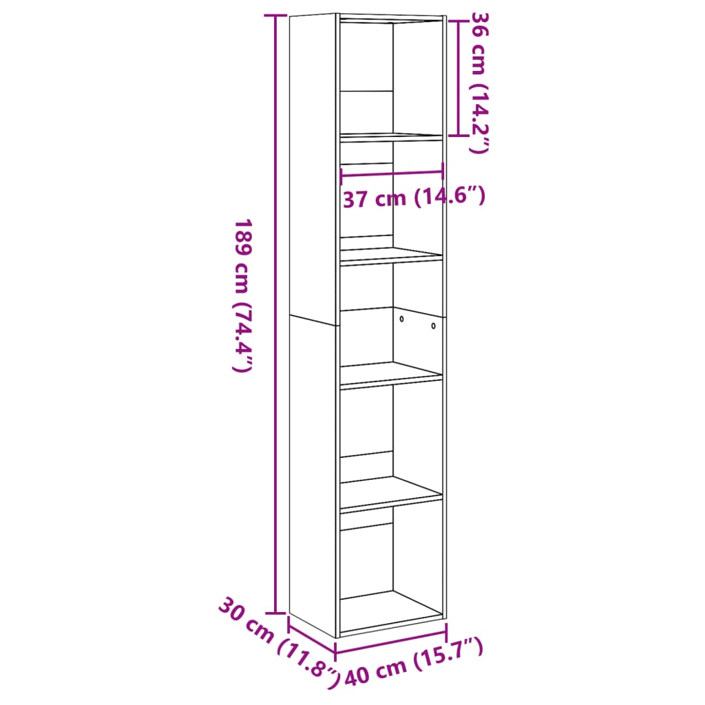 Libreria Rovere Sonoma 40x30x189 cm in Legno Multistrato | homemem39