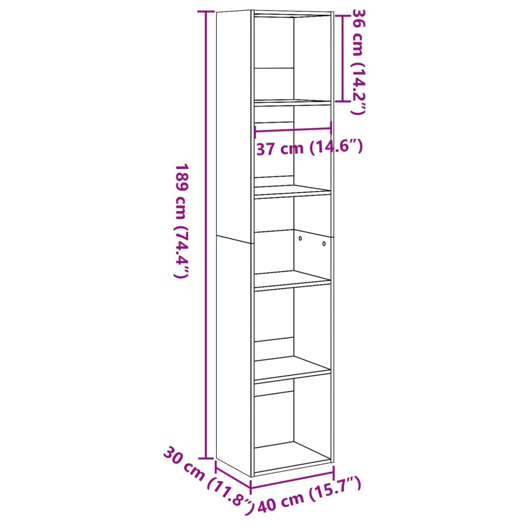 Libreria Rovere Artigianale 40x30x189 cm in Legno Multistrato | homemem39