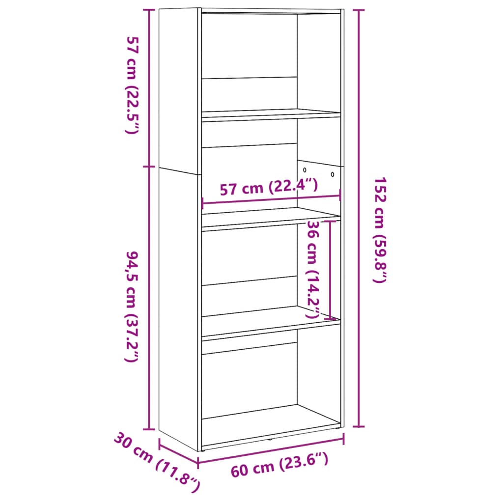 Libreria Bianca 60x30x152 cm in Legno Multistrato | homemem39