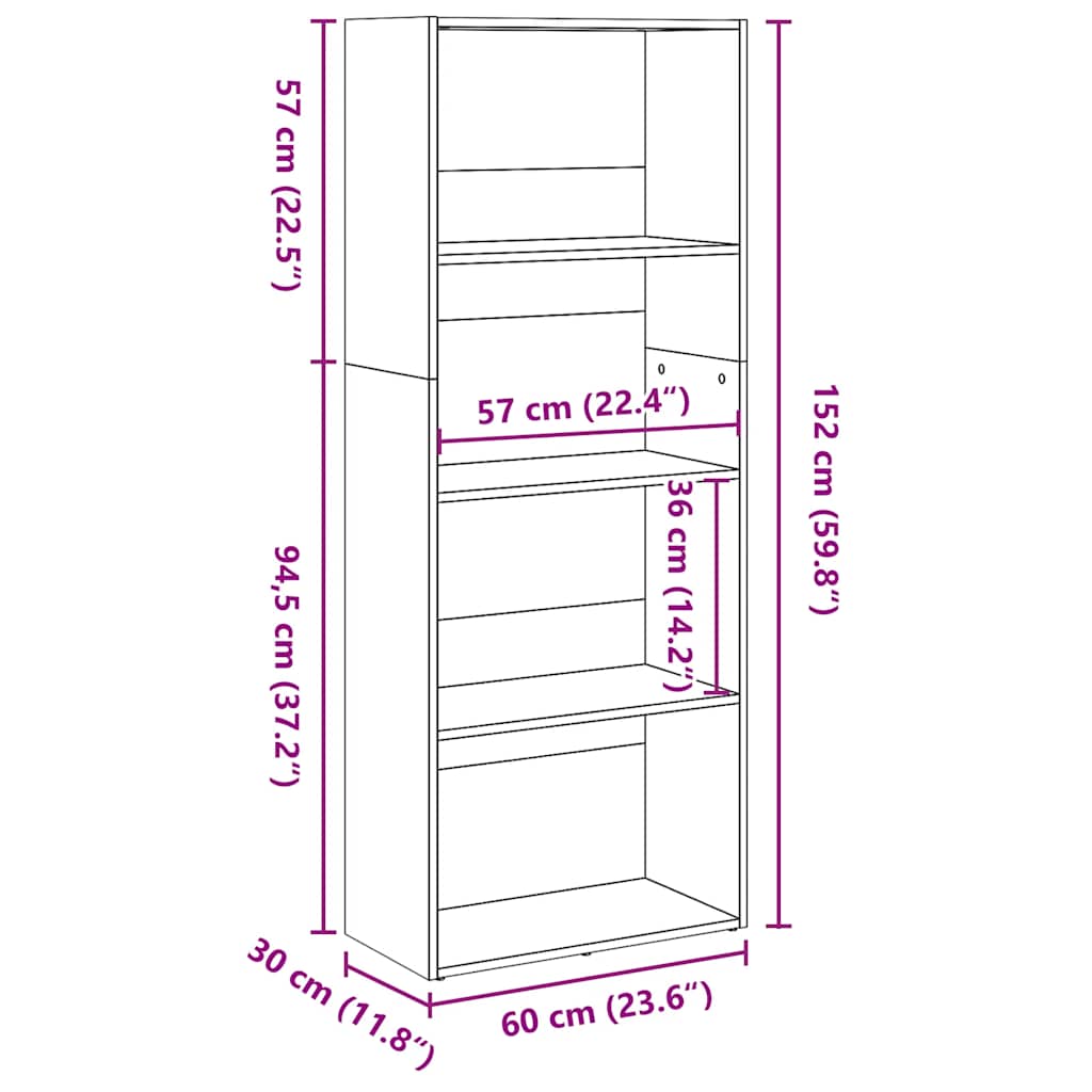 Libreria Legno Antico 60x30x152 cm in Legno Multistrato | homemem39