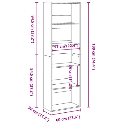 Libreria Legno Antico 60x30x189 cm in Legno Multistrato | homemem39