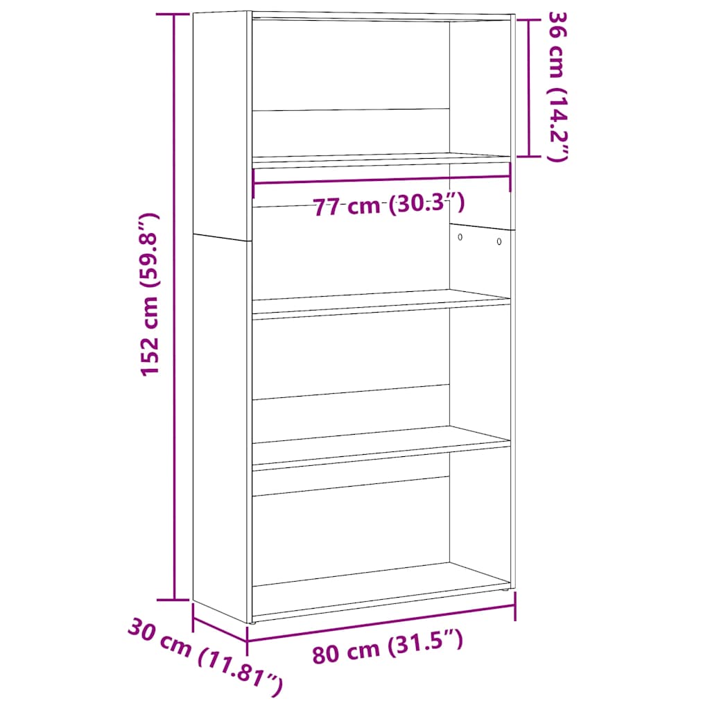Libreria Bianca 80x30x152 cm in Legno Multistrato | homemem39