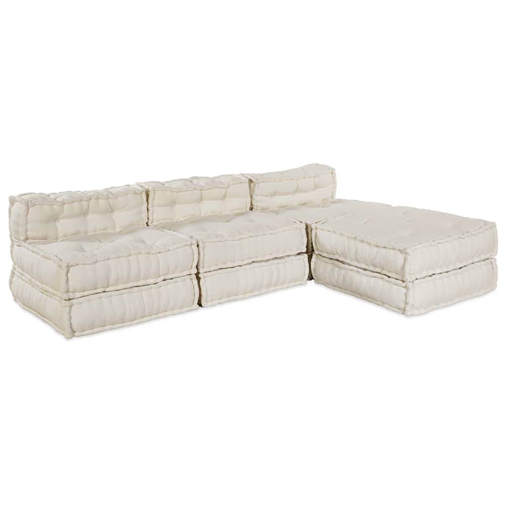 Unità di Divano Modulare 4 pcs Crema Tessuto | homemem39