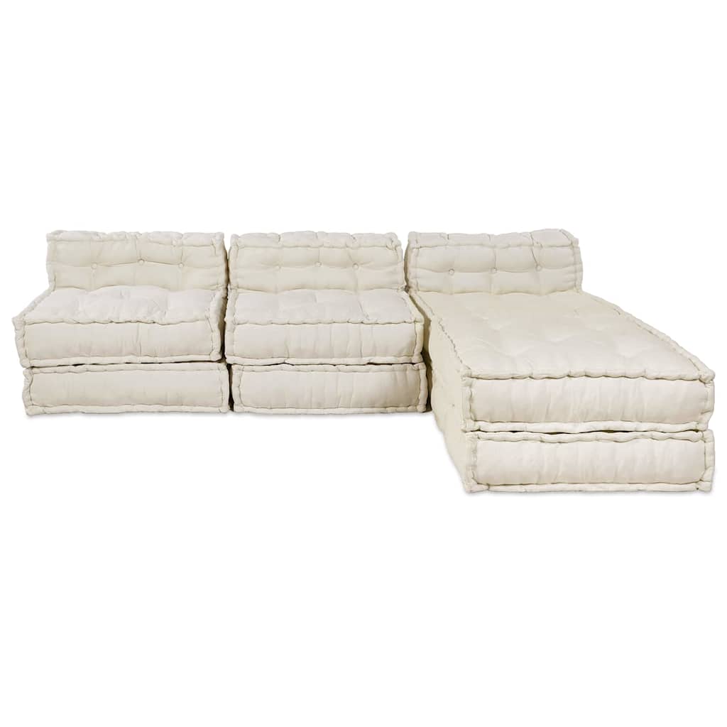 Unità di Divano Modulare 4 pcs Crema Tessuto | homemem39