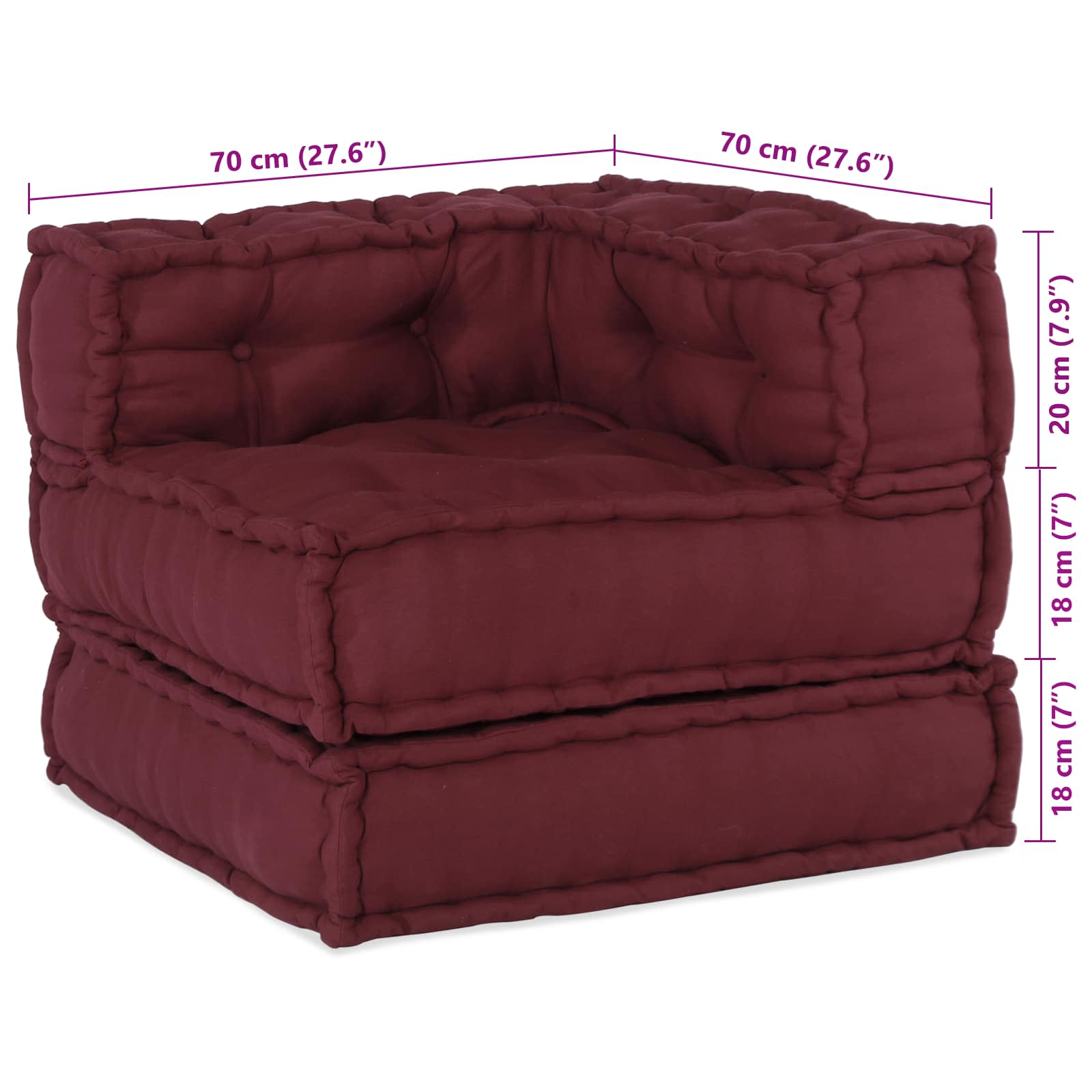 Unità di Divano Modulare 2 pcs Bordeaux 140 x 70 x 56 cm | homemem39