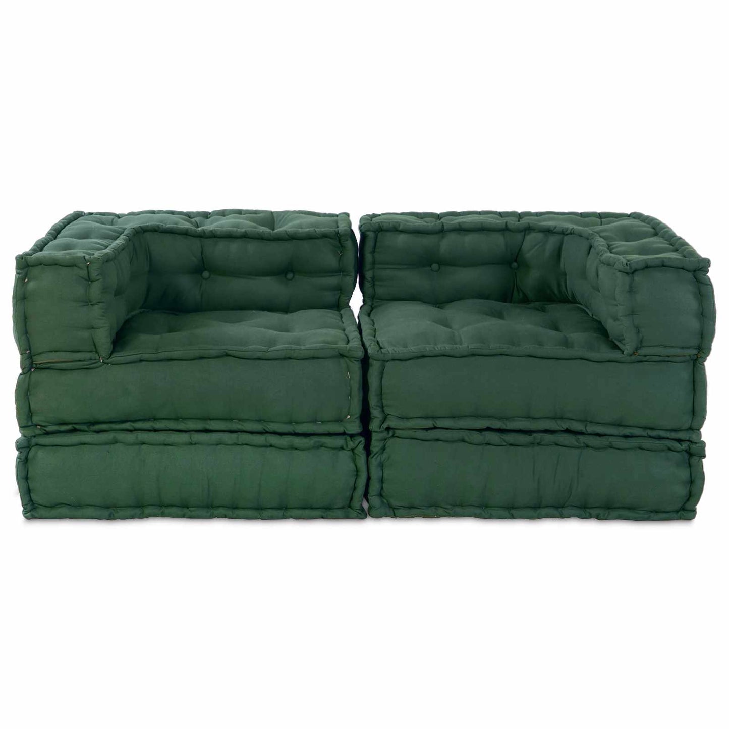Unità di Divano Modulare 2 pcs Verde 140 x 70 x 56 cm Tessuto | homemem39
