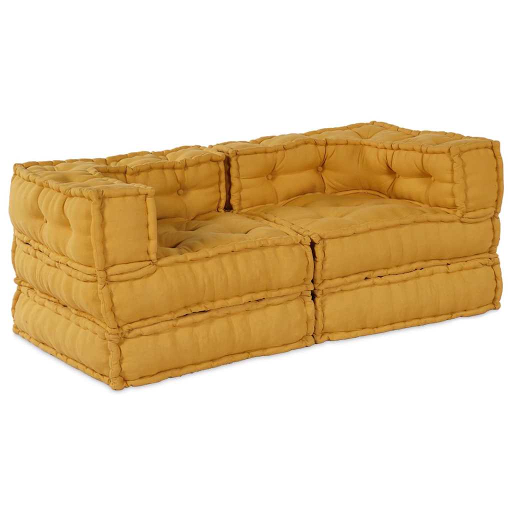 Unità di Divano Modulare 2 pcs Giallo 140 x 70 x 56 cm Tessuto | homemem39