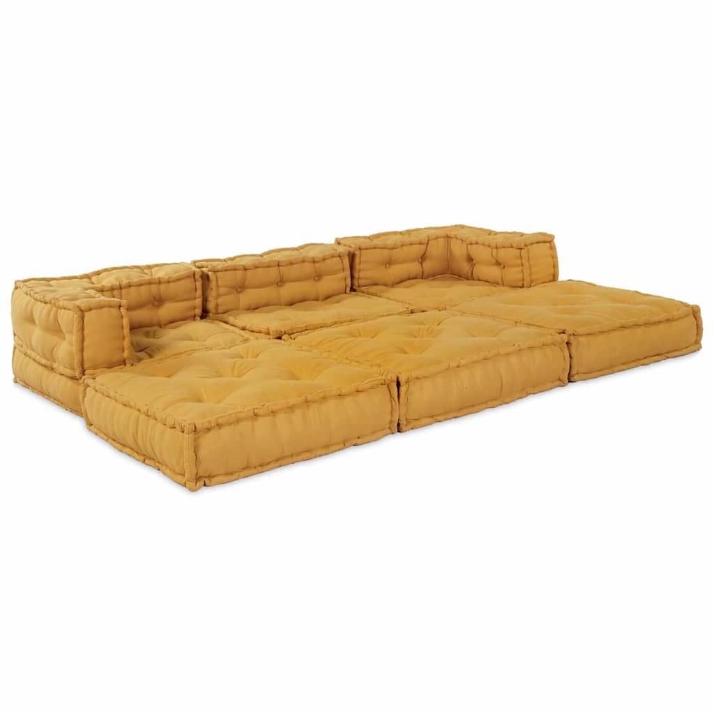 Unità di Divano Modulare 2 pcs Giallo 140 x 70 x 56 cm Tessuto | homemem39
