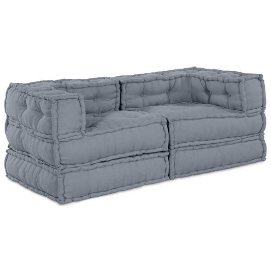 Unità di Divano Modulare 2 pcs Grigio 140 x 70 x 56 cm Tessuto | homemem39