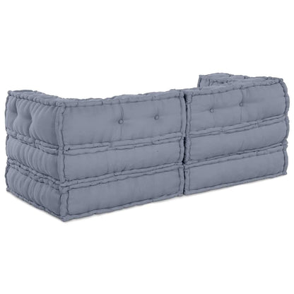 Unità di Divano Modulare 2 pcs Grigio 140 x 70 x 56 cm Tessuto | homemem39