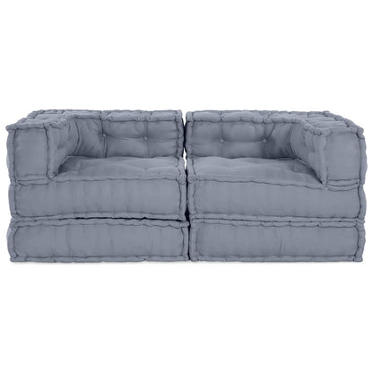 Unità di Divano Modulare 2 pcs Grigio 140 x 70 x 56 cm Tessuto | homemem39