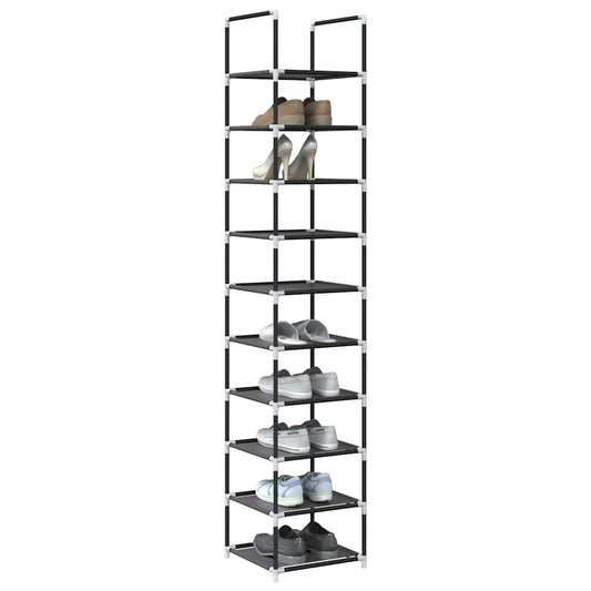 Scarpiera 10 Ripiani Nera 33x33x174 cm in Tessuto Non Tessuto - homemem39