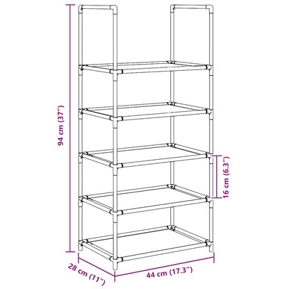 Scarpiera 5 Ripiani Nera 44x28x94 cm in Tessuto Non Tessuto - homemem39