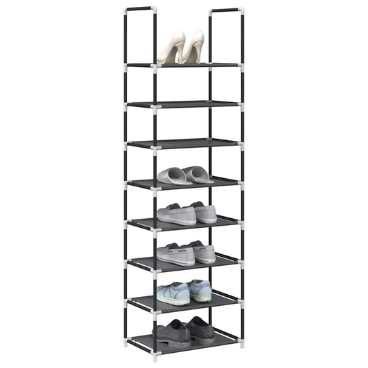 Scarpiera 8 Ripiani Nera 44x28x145 cm in Tessuto Non Tessuto - homemem39