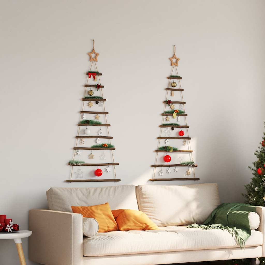 Alberi di Natale sospesi con stelle in alto 2 pz 55x120 cm Ramo naturale