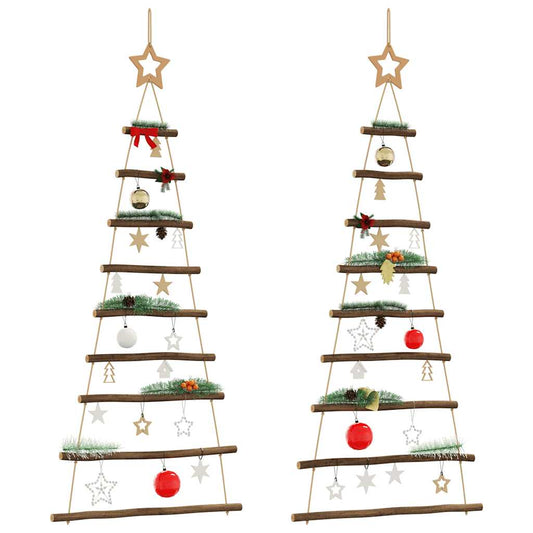 Alberi di Natale sospesi con stelle in alto 2 pz 55x120 cm Ramo naturale