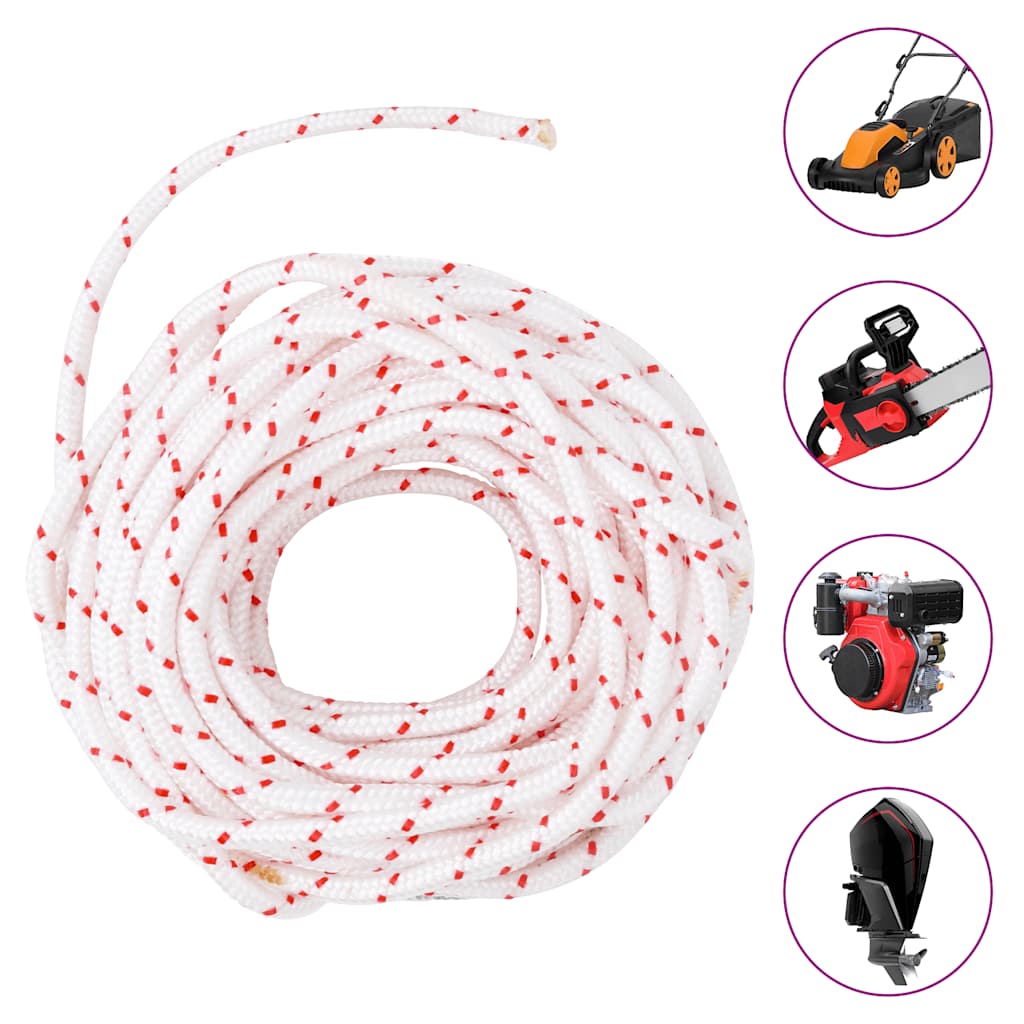 Fune di Avviamento a Strappo Bianco e Rosso Ø6 mm 10 m in Nylon - homemem39