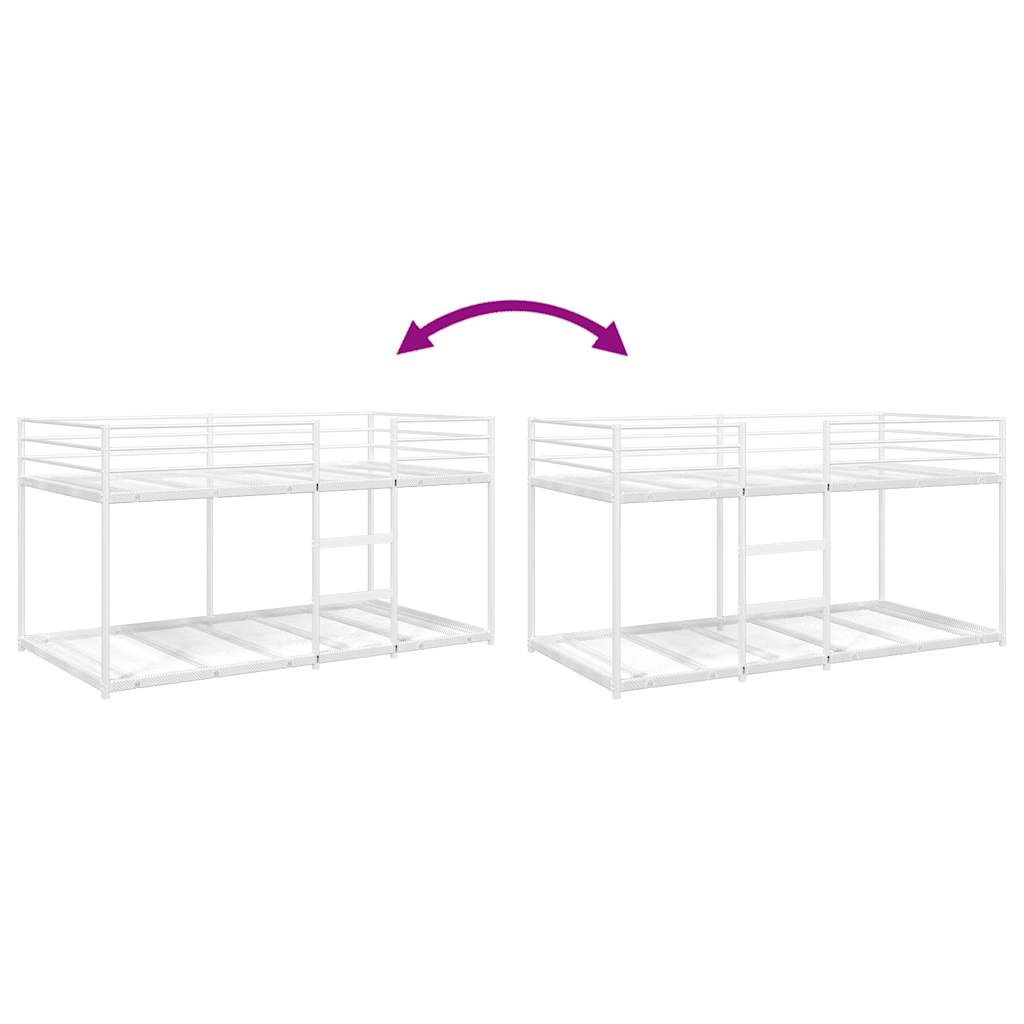 Letto a Castello senza Materasso Bianco 75x190 cm in Acciaio - homemem39