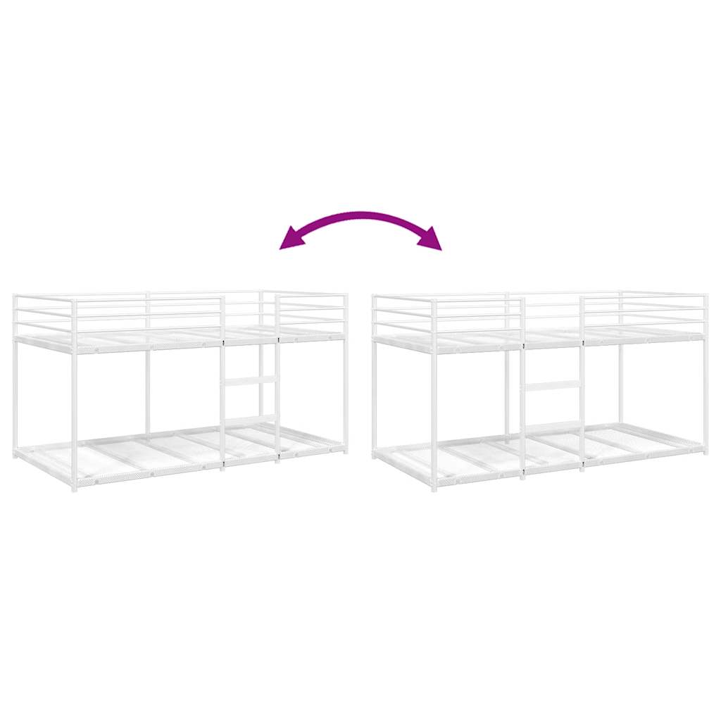 Letto a Castello senza Materasso Bianco 90x190 cm in Acciaio - homemem39