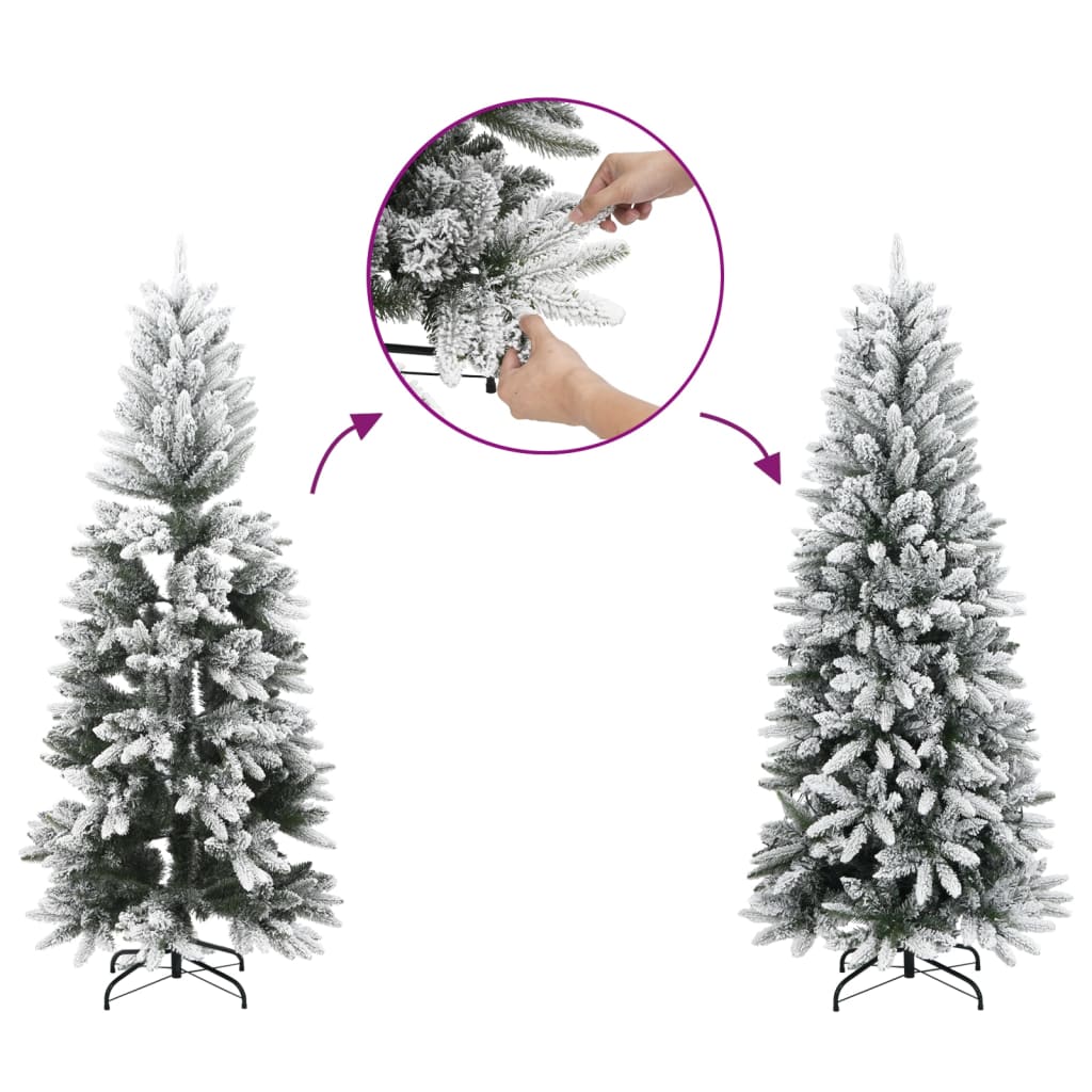 Albero di Natale Artificiale con 150 LED e Neve Fioccata 120 cm
