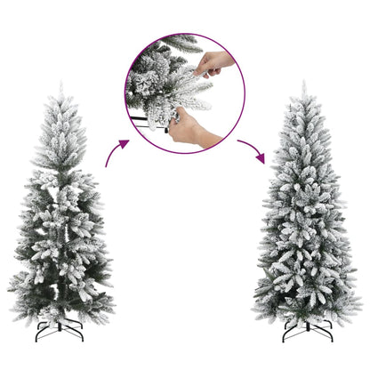 Albero di Natale Artificiale con 150 LED e Neve Fioccata 120 cm