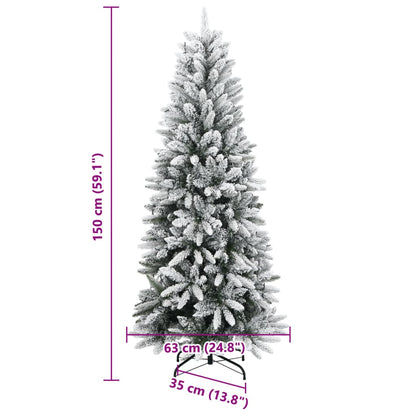 Albero di Natale Artificiale con 150 LED e Neve Fioccata 150 cm