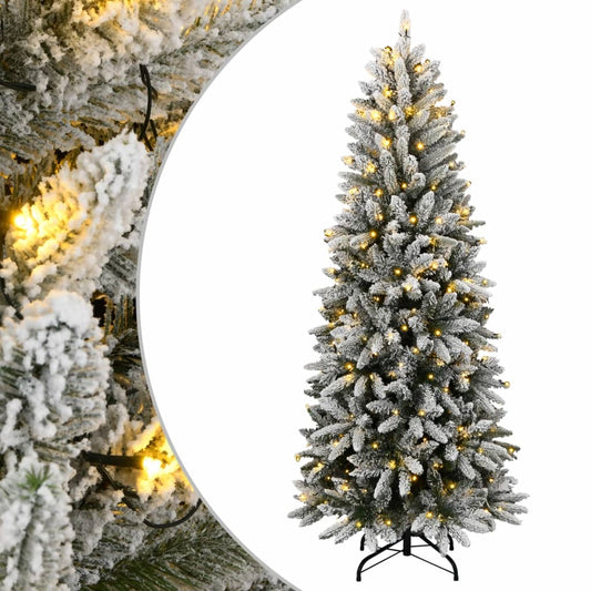 Albero di Natale Artificiale con 300 LED e Neve Floccata 180 cm