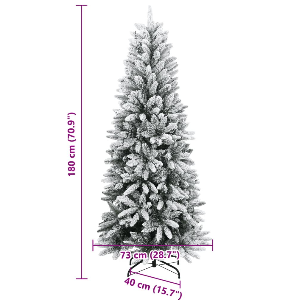 Albero di Natale Artificiale con 300 LED e Neve Floccata 180 cm