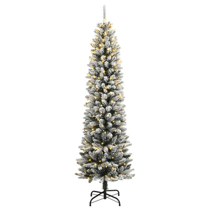 Albero di Natale Artificiale con 300 LED e Neve Floccata 180 cm