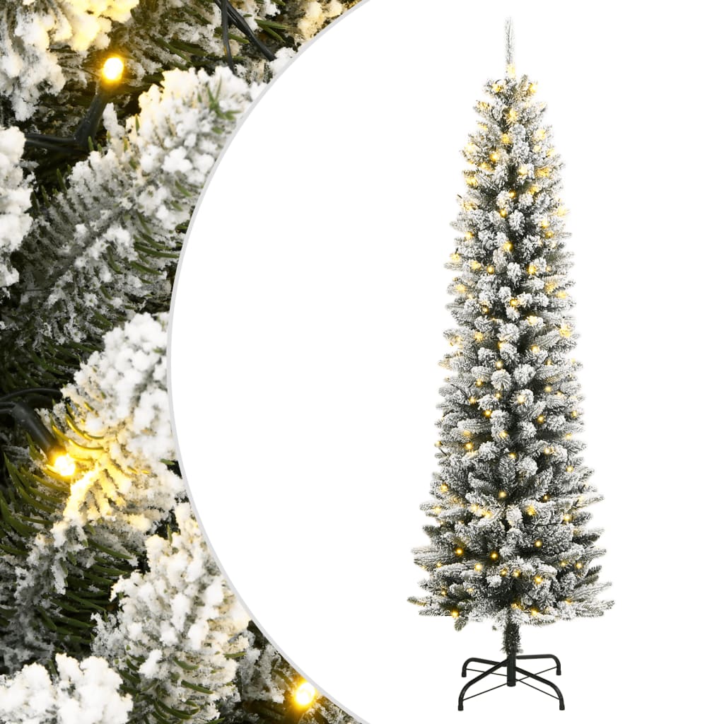 Albero di Natale Artificiale con 300 LED e Neve Floccata 210 cm