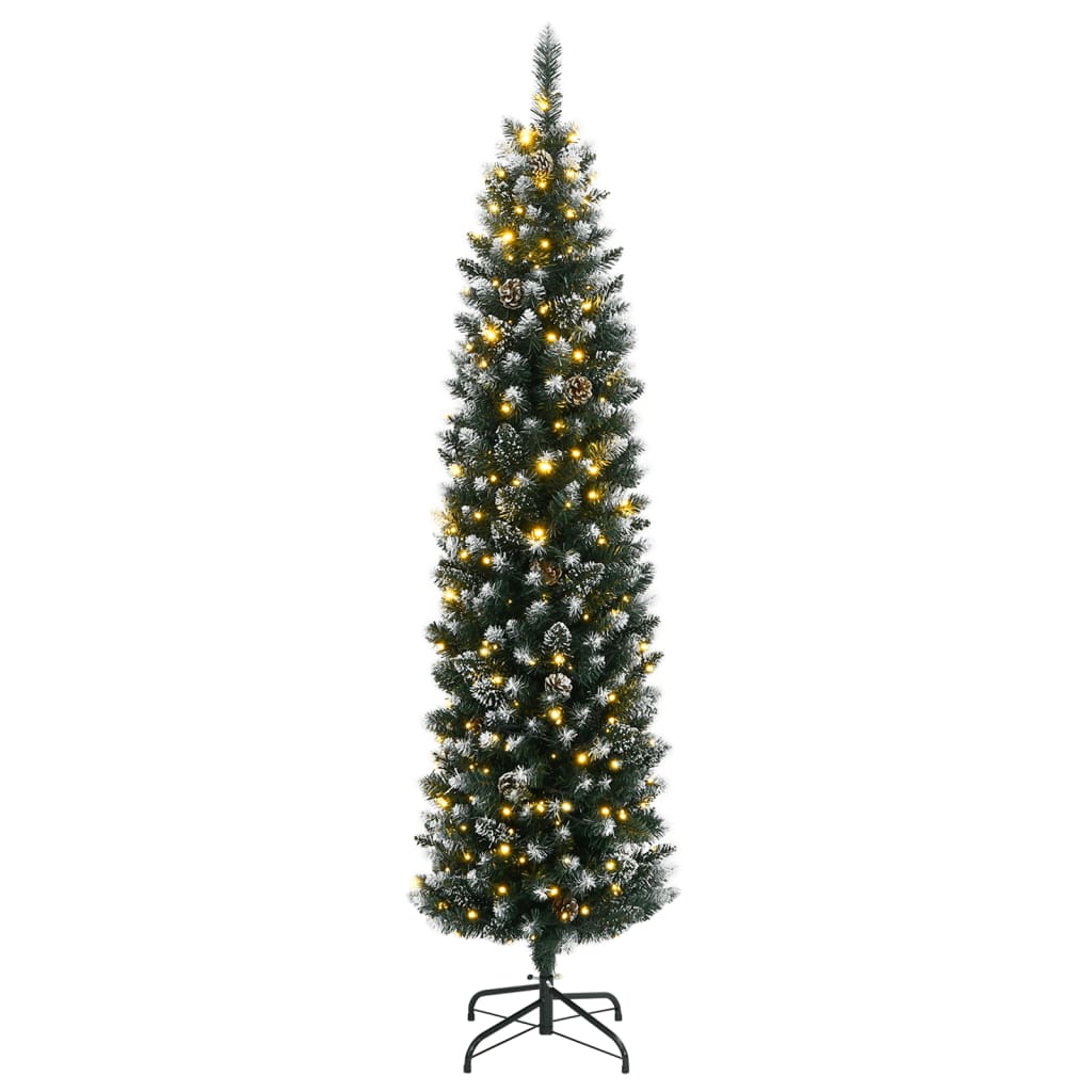 Albero di Natale Artificiale Sottile con 300 LED 180 cm