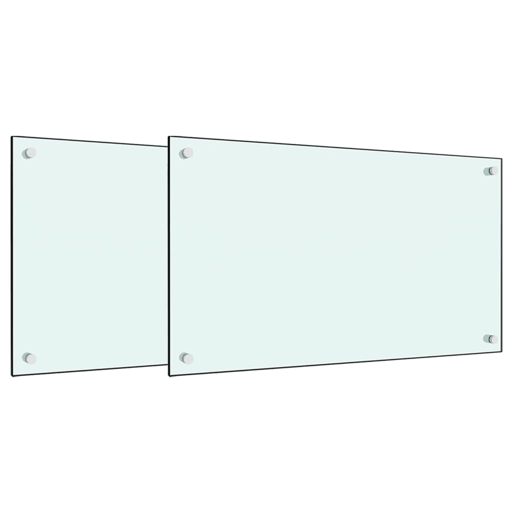 Paraschizzi per Cucina 2 pz Bianchi 70x50 cm in Vetro Temperato - homemem39