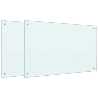 Paraschizzi per Cucina 2 pz Bianchi 80x50 cm in Vetro Temperato