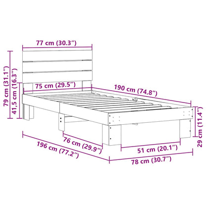 Struttura Letto con Testiera senza Materasso 75x190 cm | homemem39