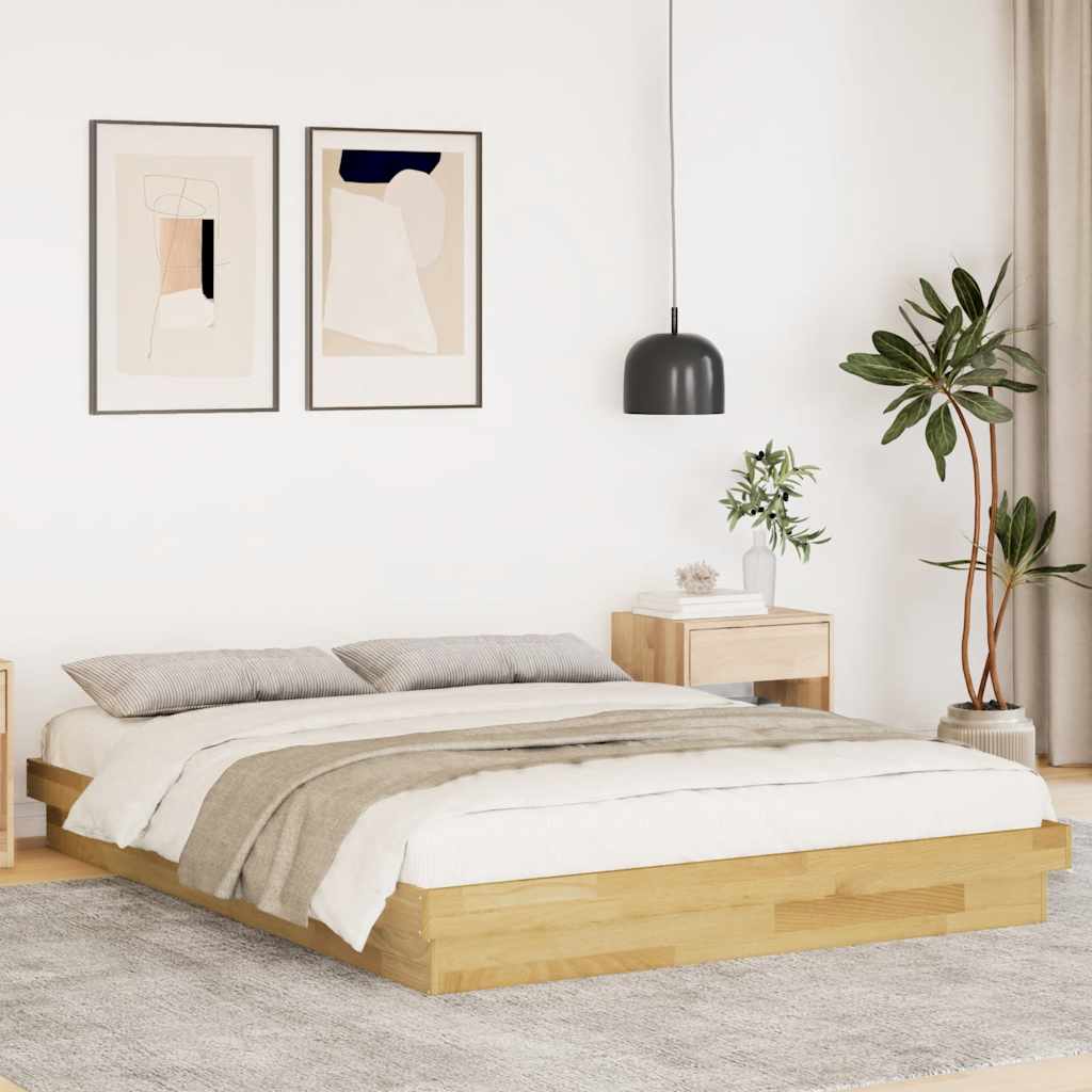 Struttura Letto Senza Materasso 135x190 cm in Legno di Rovere - homemem39