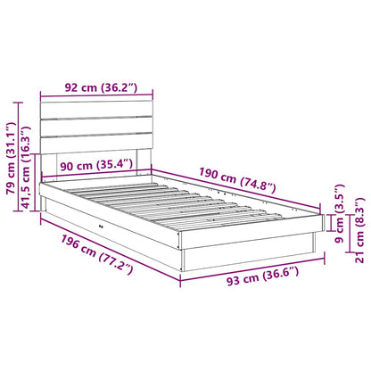 Struttura Letto con Testiera senza Materasso 90x190 cm - homemem39