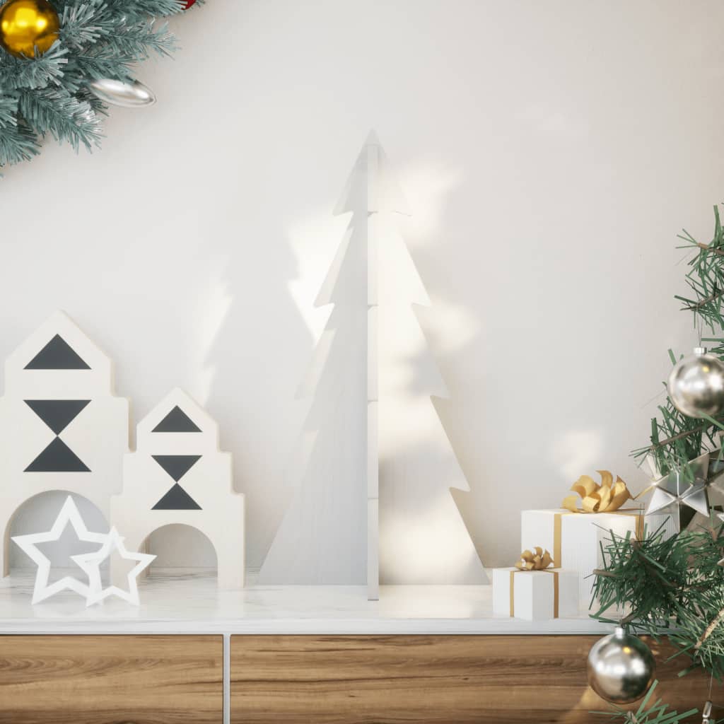 Albero di Natale Decorativo Bianco 59,5 cm in Legno di Pino - homemem39