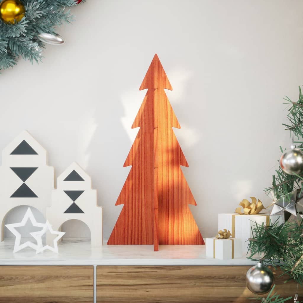 Albero di Natale Decorativo Cera 59,5 cm Legno Massello di Pino