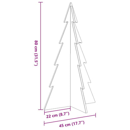 Albero di Natale Marrone Cera 80 cm in Legno Massello di Pino