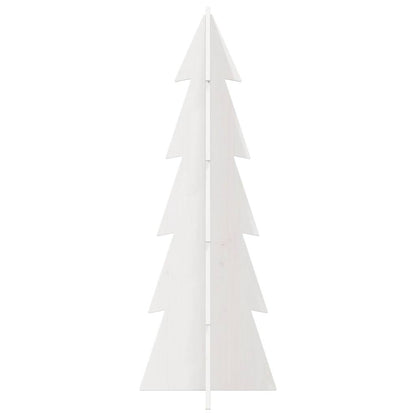 Albero di Natale Decorativo Bianco 112 cm Legno Massello Pino