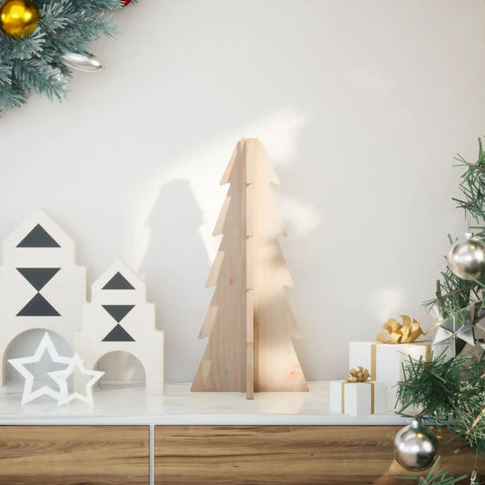 Albero di Natale Decorativo in Legno 49 cm Legno Massello Pino