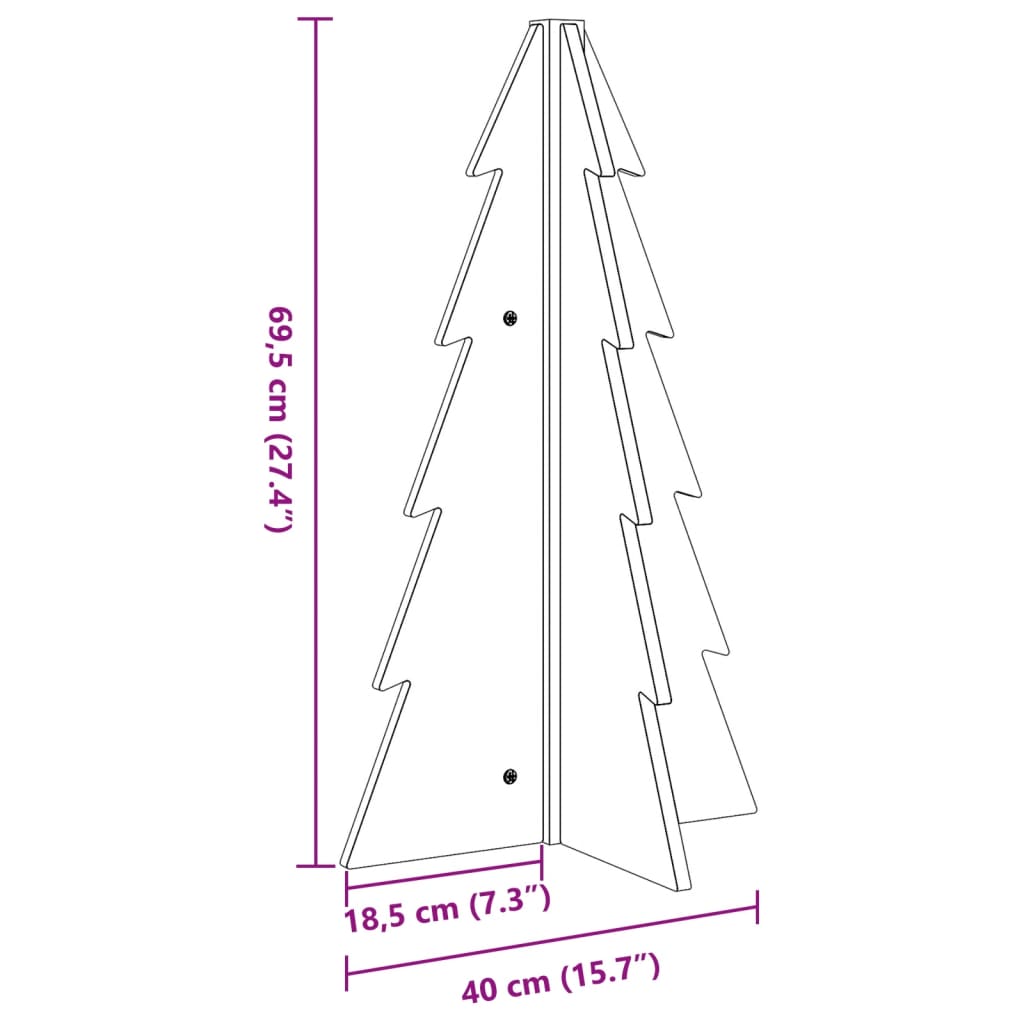 Albero di Natale Decorativo in Legno 69,5cm Legno Massello Pino - homemem39