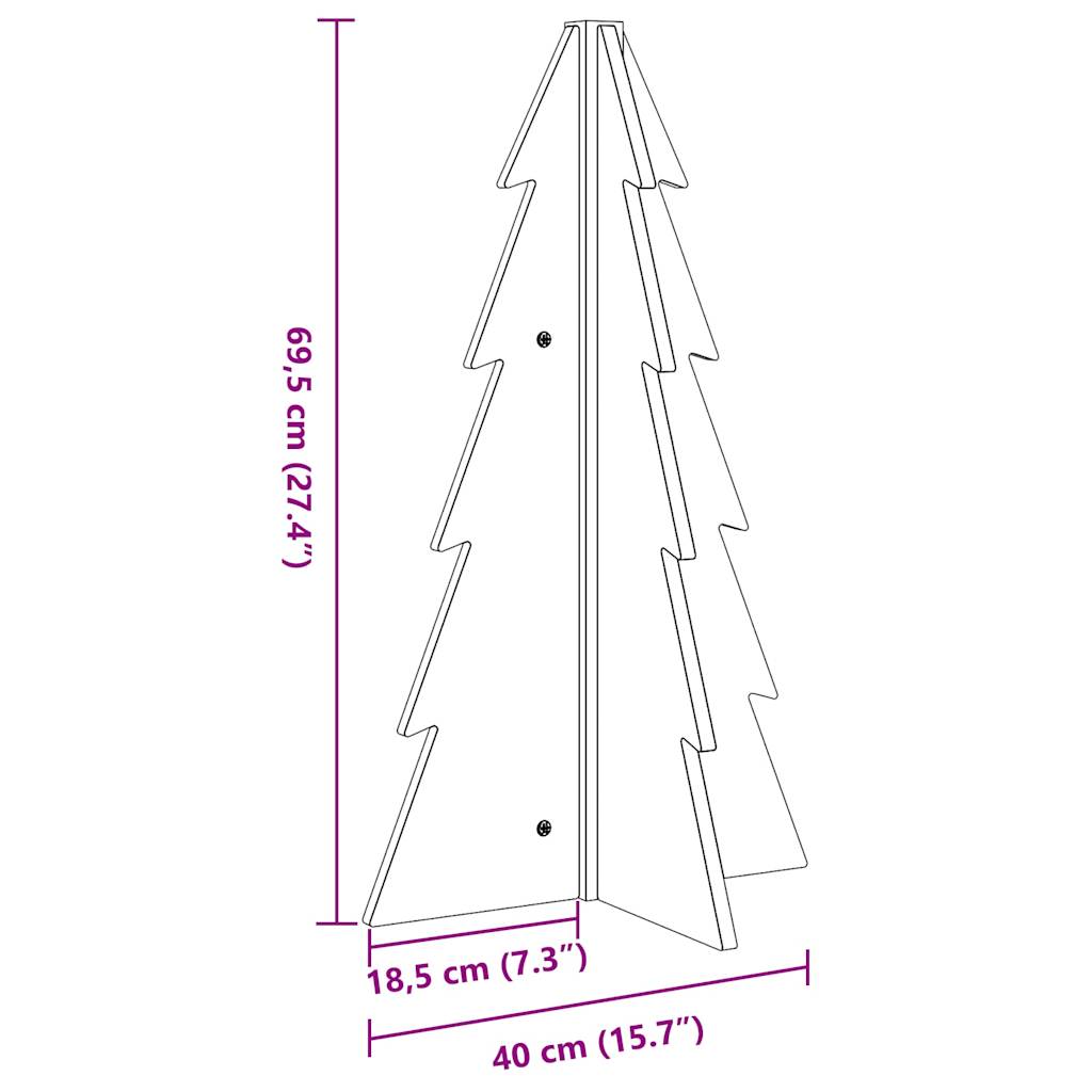 Albero di Natale Decorativo Bianco 69,5 cm in Legno di Pino