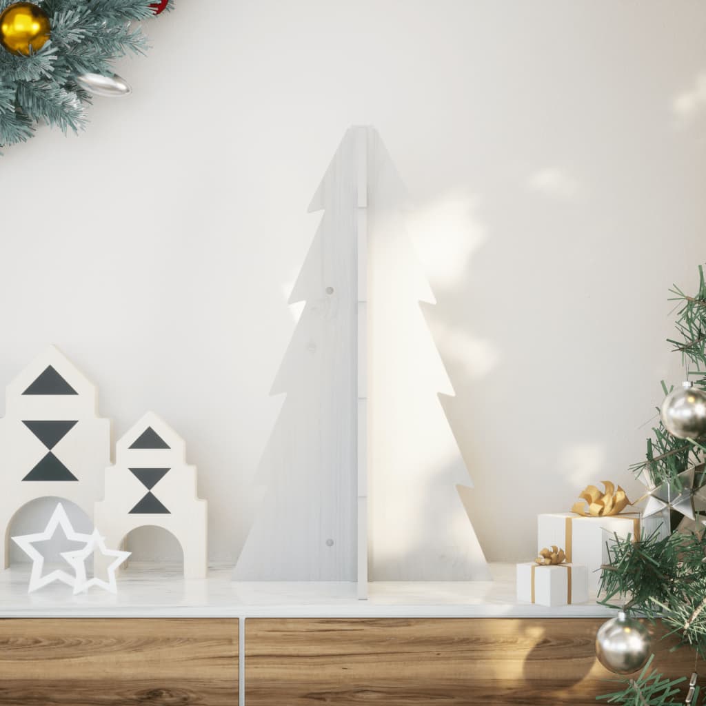 Albero di Natale Decorativo Bianco 69,5 cm in Legno di Pino - homemem39