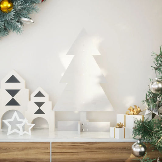 Albero di Natale Decorativo Bianco 60 cm Legno Massello di Pino